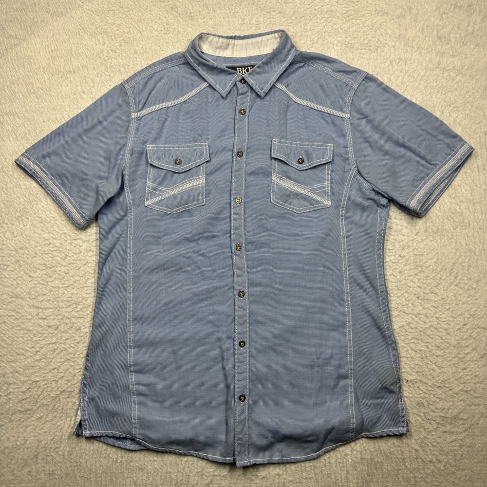 BKE Buckle Athletic Fit Button Up Short Sleeve Western Rodeo Shirt Men's Size L